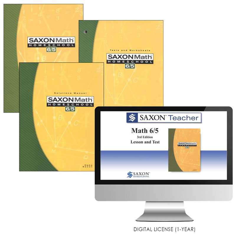 Saxon 6/5 Homeschool Kit + Saxon Teacher Digital License 1 year 3rd Edition