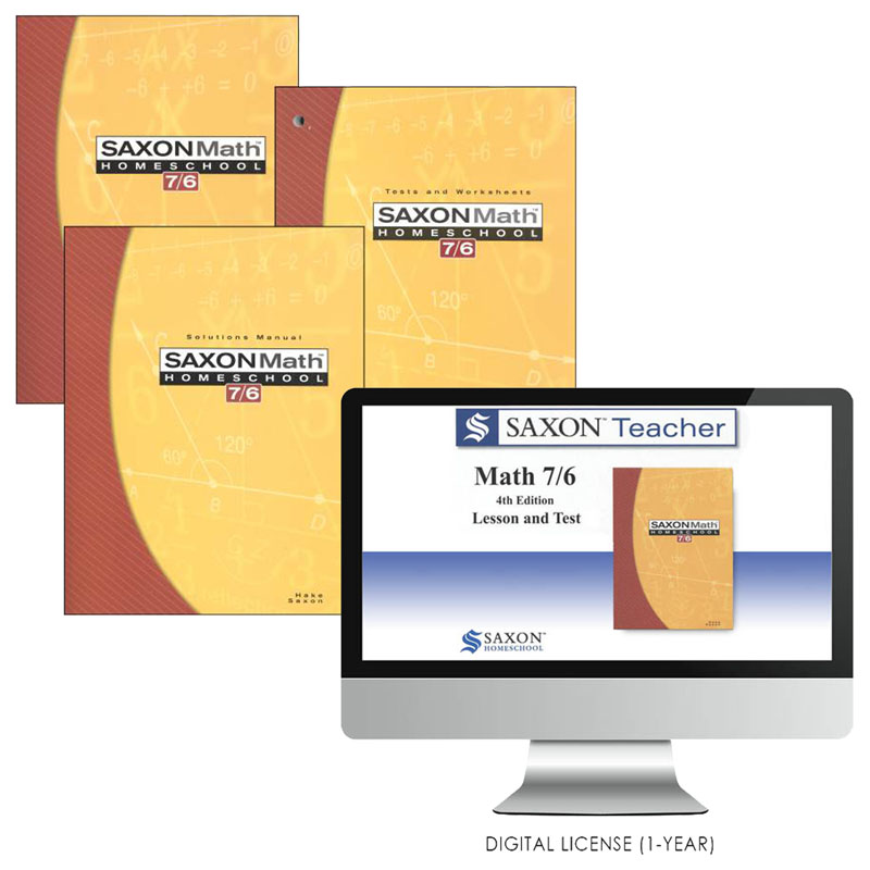 Saxon 7/6 Homeschool Kit + Saxon Teacher Digital License 1 year 4th Edition