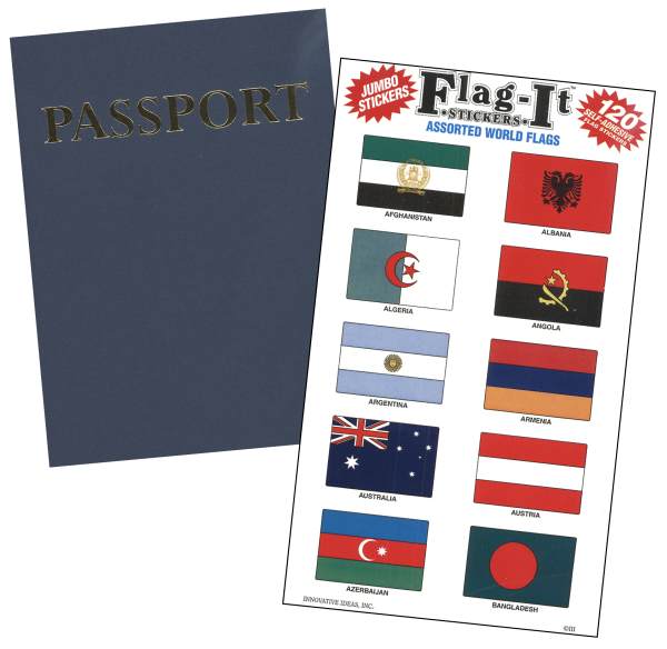 Passport Book and World Flag Stickers