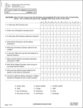 Child's Story of America Test Packet