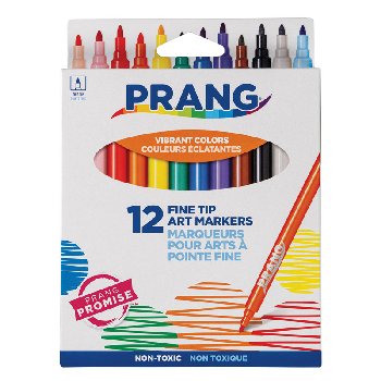 Prang Fine Line Washable Markers - 12 Color Set
