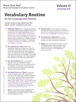 Words Their Way: Vocabulary for Middle & High School 2014 Vocabulary Routine Cards Volume II