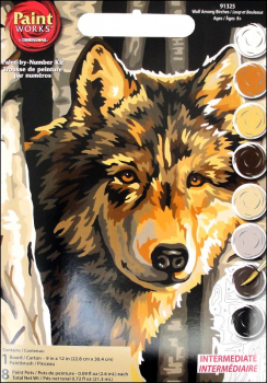Wolf Among Birches Paint-By-Number (Intermediate)
