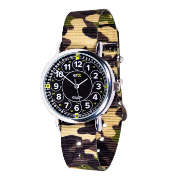 EasyRead Time Teacher 24 Hour Camo Watch - Black/Green Face, Green Camo Strap