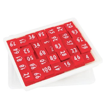 Simple Solution Hundred Number Tiles in Container - Set of 125