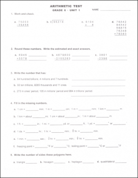 Study Time Arithmetic - Tests and Drills, Grade 6