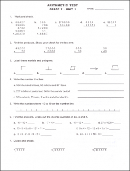 Study Time Arithmetic - Tests and Drills, Grade 7