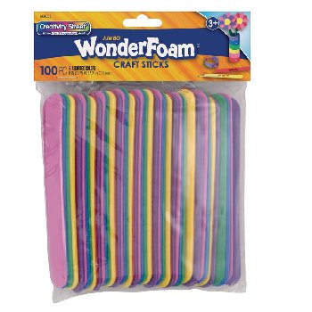 WonderFoam Craft Sticks Assorted Colors - 6" (100 pieces)