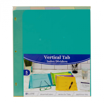 5-Tab Index Dividers with Vertical Tab, Bright Assortment - set of 5