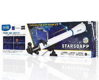 ExploreOne Star50APP 50mm Refractor Telescope with Panhandle Mount and Astronomy APP
