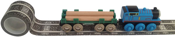 Railroad Track Playtape, with wood ties, 30' x 2" (black)
