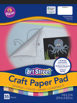 Craft Paper Pad, Assorted Colors (9"x12")