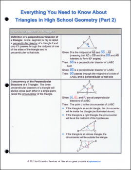 Triangles in High School Geometry Part 2 Quick Reference Guide