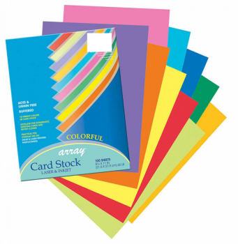 Colorful Card Stock - assorted colors (8.5" x 11") 100 sheets