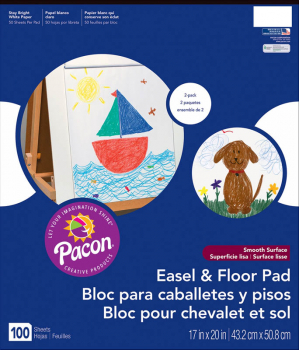 Easel & Floor Pad, White  Two 50 Sheet Pads (17x20)