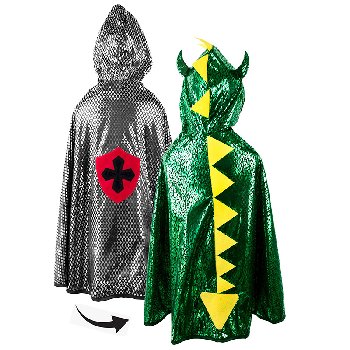 Reversible Dragon/Knight Cape (Green/Silver) One Size