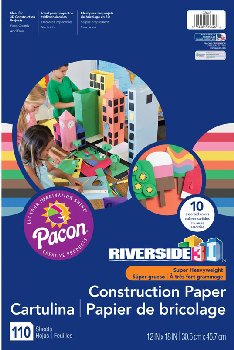 Riverside 3D Construction Paper Assorted Colors (12" x 18")