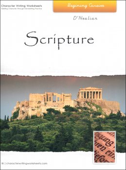 Scripture Character Writing Worksheets D'Nealian Beginning Cursive