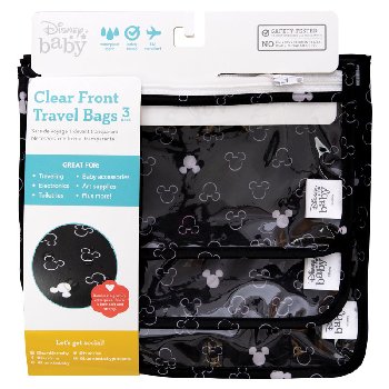 Clear Travel Bag 3 Pack (Mickey Mouse Icon B + W)
