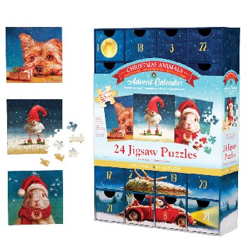Christmas Animals Advent Calendar (24 50-piece Jigsaw Puzzles)