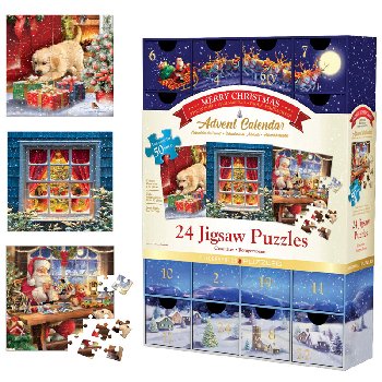 Merry Christmas Advent Calendar (24 50-piece Jigsaw Puzzles)