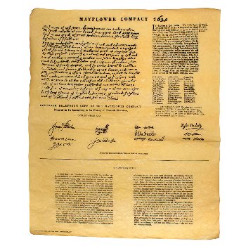 Mayflower Compact 1620 Historical Document