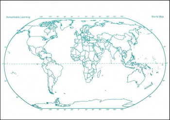 World Map Dbl Sided Dry Erase Board 11" x 16"