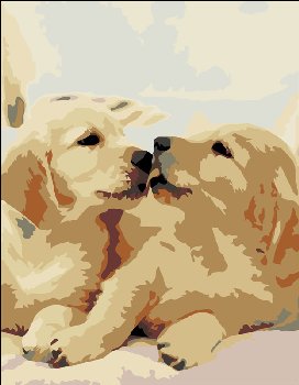 Standard Painting by Number - Two Labradors 7.5" Level 2