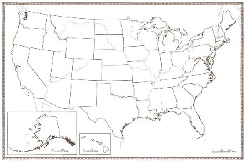 USA and Colonies Map - Large Foldable Blank (24" x 36")