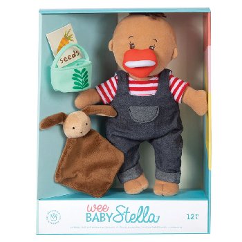 Wee Baby Stella Tiny Farmer Set Beige Doll with Brown Hair