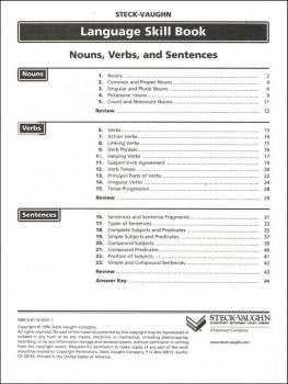 Nouns, Verbs, and Sentences Language Skill Book