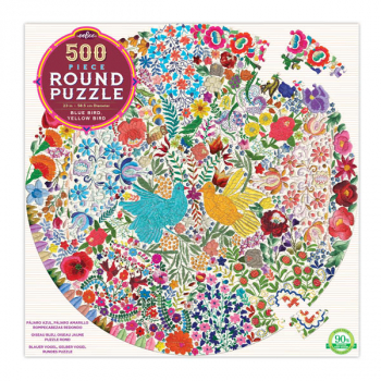 Blue Bird, Yellow Bird Puzzle 500 Piece Round Puzzle
