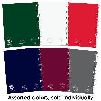 Lefty Stasher Cover 1 Subject 11" x 9" Notebook 100 sheets (assorted colors)