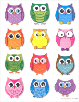 Colorful Owls Shape Stickers (72 Count)