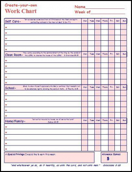 Create-Your-Own Work Chart Girl - Laminated