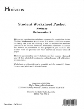 Horizons Math 3 Worksheet Packet