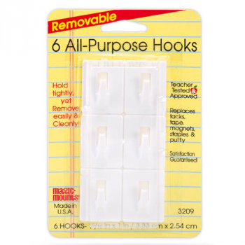 Removable All-Purpose Hooks - 6 count (1" x 1  5/16")