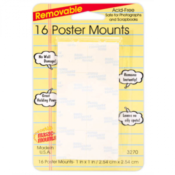 Removable Poster Mounts - 16 count (1" x 1")