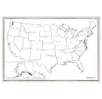 50 States Map - Large Foldable Blank (24" x 36")