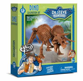 Dino Excavation Kit - Triceratops Skeleton (12 Pieces)