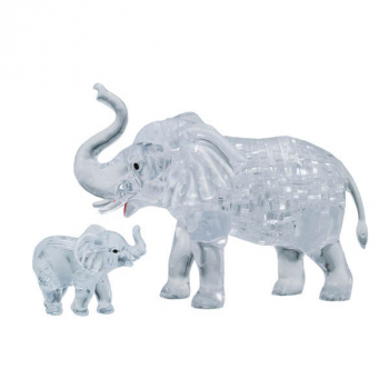 HCM Kinzel Crystal Puzzle 59176 3D Elephant Couple 46 Pieces Grey 