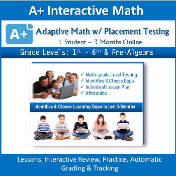 Online Adaptive Placement Test with Individualized Lesson Plan for 1 Student: 3 month subscription