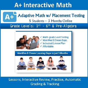 Online Adaptive Placement Test with Individualized Lesson Plan for 5 Students: 3 month subscription