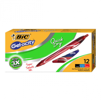 BIC Gel-ocity Quick Dry Retractable Gel Pen 0.7mm Assorted Colors (dozen)