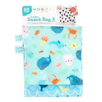 Reusable Snack Bag - Large (2 Pack) (Ocean Life/Whale Tail)