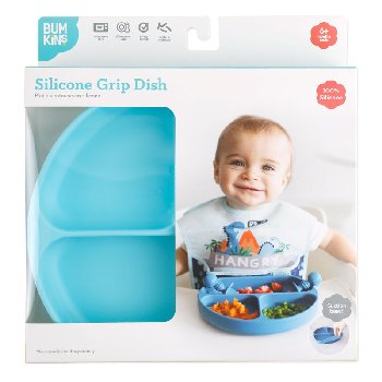 Silicone Divided Grip Dish - Blue