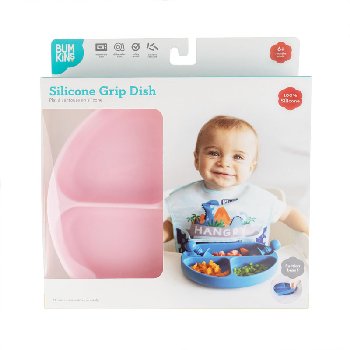 Silicone Divided Grip Dish - Pink