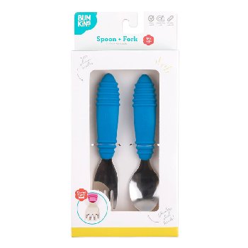 Silicone Spoon + Fork - Dark Blue