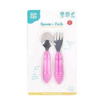 Silicone Spoon + Fork - Fuchsia