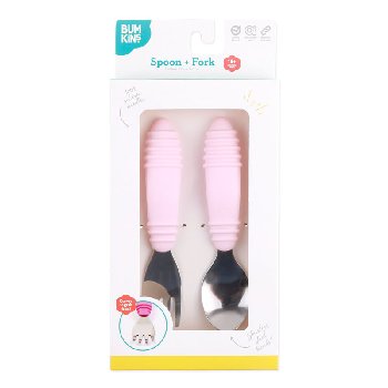 Silicone Spoon + Fork - Pink
